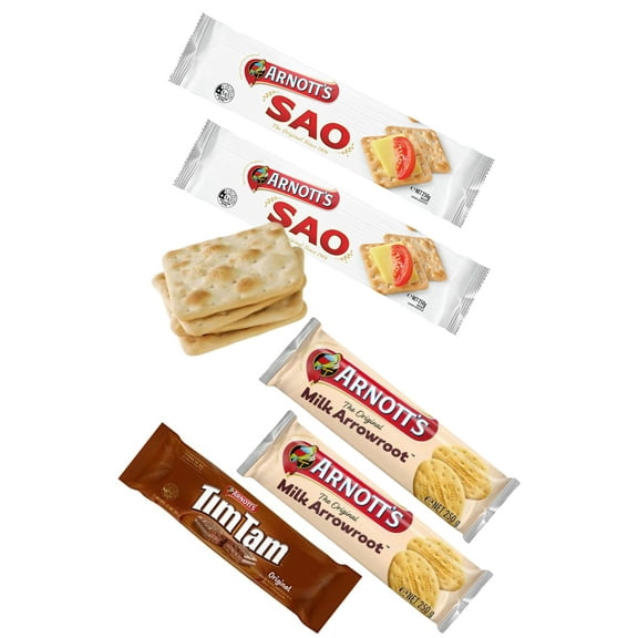 SAO Crackers, Original Milk Arrowroot, Tim Tam Chocolate (Variety Pack Of 5) An iconic Aussie Treat ... Value Deal
