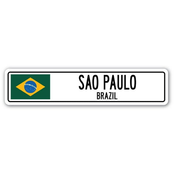 SAO PAULO BRAZIL Aluminum Street Sign Brazilian flag city country road wall gift