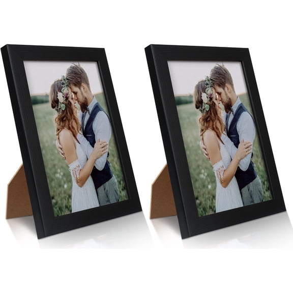SAOIRSES 2 Pack 5x7 Picture Frame, Black Picture Frame for Wall and Tabletop Display, Resistant Plastic Photo with Clear Plexiglass for Vertical or Horizontal Display