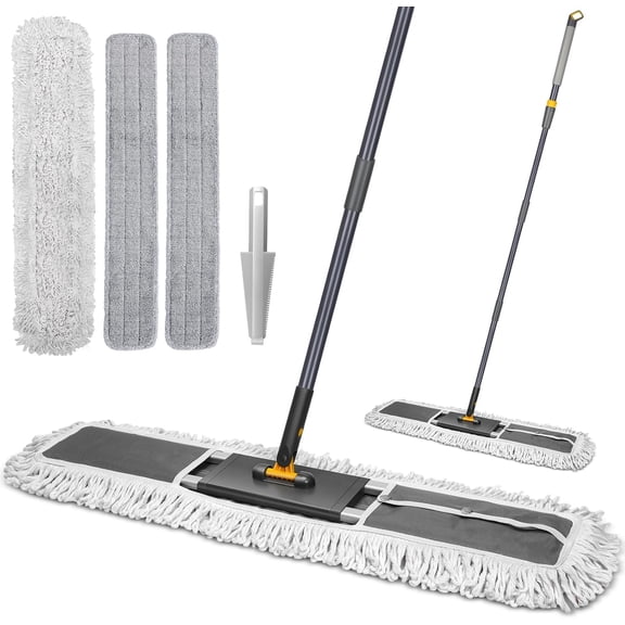 SAOIRSES 36" Professional Industrial Dust Mop for Floor Cleaning, Heavy Duty Wet & Dry Commercial Mop,Large Flat Floor Mops with Telescopic 62'' Long Handle,Dust Broom for Hardwood,Tiles,Office