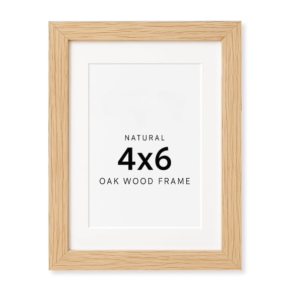 SAOIRSES 4x6 Solid Oak Wood Picture Frame, Fits 3x5 with Mat or 4x6 Without Mat, Wall or Tabletop Display with Stand, Vertical or Horizontal, Plexi Front, 1 Pack, Natural Oak