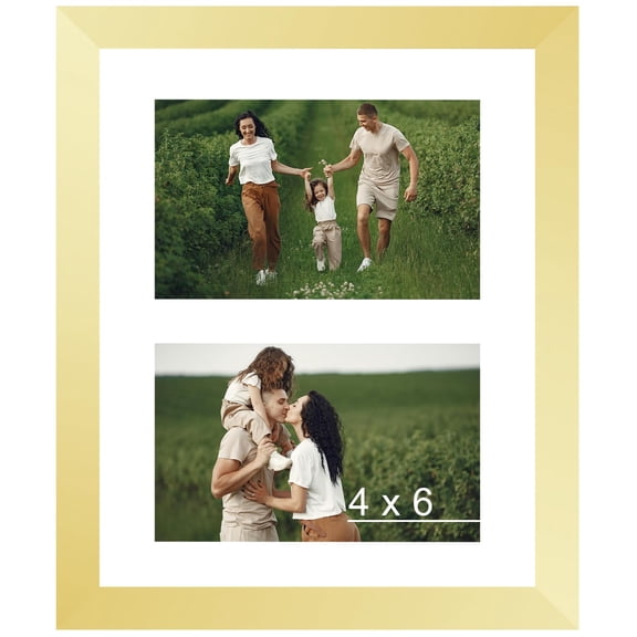 SAOIRSES 8x10 Collage Picture Frame with Mat, Display 2 4x6 Photos or 8x10 Picture, Two Opening 4x6 Picture Frame Collage for Wall Hanging or Tabletop, Lightweight 4 x 6 Double Photo Frame, Gold