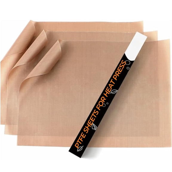 SAOIRSES PTFE Sheets for Heat Press, 3-Pack 12x16 Reusable Non-Stick Mat (Brown)