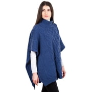 SAOL 100% Merino Wool Aran Cowl Neck Knitted Poncho Irish Cape from Ireland