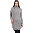 thumbnail image 1 of SAOL 100% Merino Wool Aran Irish Cardigan for Women with Pockets, Standing Neck and Celtic Zipper, 1 of 5