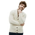 thumbnail image 1 of SAOL 100% Merino Wool Aran Men's Shawl Collar Cardigan Sweater Cable Knit Jacket Made in Ireland, 1 of 6
