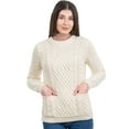 thumbnail image 1 of SAOL 100% Merino Wool Aran Women's Sweater Fisherman Cable Knit Irish Pullover with Pockets Made in Ireland, 1 of 8