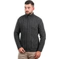 thumbnail image 1 of SAOL 100% Merino Wool Cable Knit Zip Cardigan Sweater with Pockets Men's Winter Warm Irish Fisherman Pullover, 1 of 5