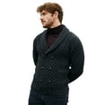 thumbnail image 1 of SAOL 100% Merino Wool Double Breasted Shawl Irish Cardigan Sweater Men's Cable Knit Aran Buttons Sweater Made in Ireland, 1 of 6