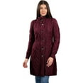 thumbnail image 1 of SAOL 100% Merino Wool Irish Cardigan Women's Aran Long Outdoor Cable Knit Coatigan Jacket with Celtic Knot Buttons Made in Ireland, 1 of 3