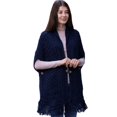 thumbnail image 1 of SAOL 100% Merino Wool Shawl/Poncho Sweater/Open Cardigan/Wool Cape with Pockets with Fringe Trim and Trinity Knot Button, 1 of 5