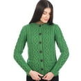 thumbnail image 1 of SAOL 100% Merino Wool Women's Aran Button Up Cable Knit Cardigan Sweater Irish Lumber Jacket with Pockets Made in Ireland, 1 of 7