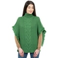 thumbnail image 1 of SAOL 100% Merino Wool Women's Aran Cable Knitted Poncho Irish Cape High Neck Sweater Made in Ireland, 1 of 4