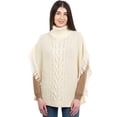 thumbnail image 1 of SAOL 100% Merino Wool Women's Aran Cable Knitted Poncho Irish Cape High Neck Sweater Made in Ireland, 1 of 5