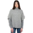 thumbnail image 1 of SAOL 100% Merino Wool Women's Aran Cable Knitted Poncho Irish Cape High Neck Sweater Made in Ireland, 1 of 4
