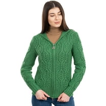 Ladies Merino Wool Double Collar Zipped Cardigan