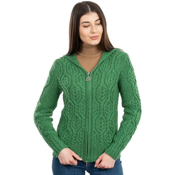 Ladies Merino Wool Double Collar Zipped Cardigan
