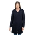 thumbnail image 1 of SAOL 100% Merino Wool Women's Aran Zip Hooded Irish Cardigan Sweater Celtic Cable Knit Long Jacket Made in Ireland, 1 of 6