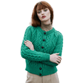 thumbnail image 1 of SAOL Aran 100% Merino Wool Cable Knit Cardigan Sweater Women's Button Up Jacket Made in Ireland, 1 of 7