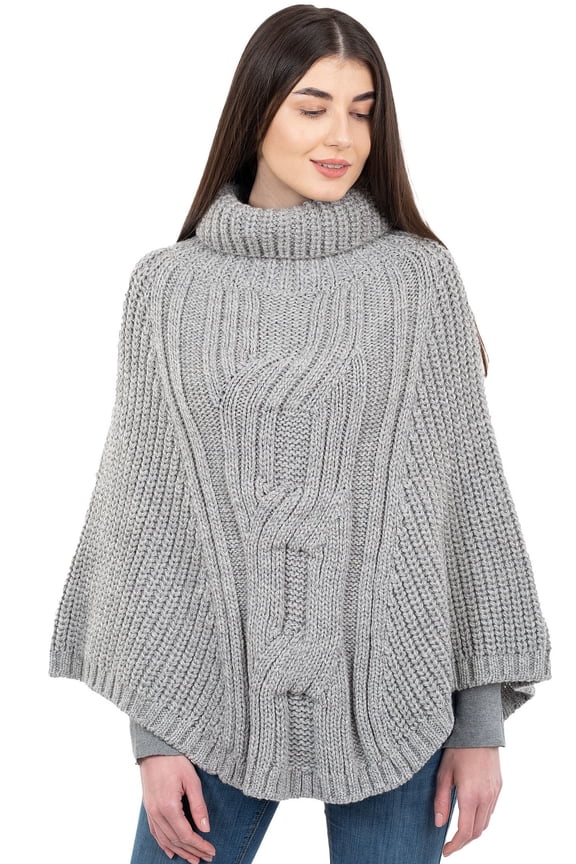 Aran Cable Cowlneck Poncho 100% Premium Merino Wool Irish Cape from Ireland