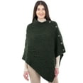 thumbnail image 1 of SAOL Aran Cable Knit Cowl Neck Poncho 100% Soft Merino Wool Women's Irish Cape with Side Buttons from Ireland, 1 of 3