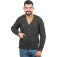 thumbnail image 1 of SAOL Aran Cable Knit Fisherman Cardigan Sweater 100% Merino Wool Men's Irish Button Up V-Neck Jacket Made in Ireland, 1 of 6