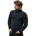 thumbnail image 1 of SAOL Aran Irish Fisherman Sweater Men's 100% Merino Wool Zip Neck Cable Knit Cardigan Made in Ireland, 1 of 2