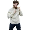 thumbnail image 1 of SAOL Aran Irish Fisherman Sweater Men's 100% Merino Wool Zip Neck Cable Knit Cardigan Made in Ireland, 1 of 4