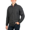 thumbnail image 1 of SAOL Aran Irish Full Zip Cardigan Sweater 100% Worsted Wool Cable Knitted Jacket for Men Made in Ireland | Black Color, 1 of 5