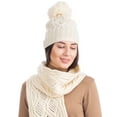 thumbnail image 1 of SAOL Aran Knitted Pom Pom Hat 100% Premium Supersoft Merino Wool Women`s Bobble Warm Cap from Ireland, 1 of 4
