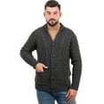 thumbnail image 1 of SAOL Aran Shawl Collar Fisherman Cardigan Sweater 100% Merino Wool Men's Irish Cable Knitted Buttons Jacket Made in Ireland, 1 of 8
