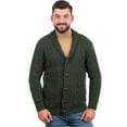 thumbnail image 1 of SAOL Aran Shawl Collar Fisherman Cardigan Sweater 100% Merino Wool Men's Irish Cable Knitted Buttons Jacket Made in Ireland, 1 of 8