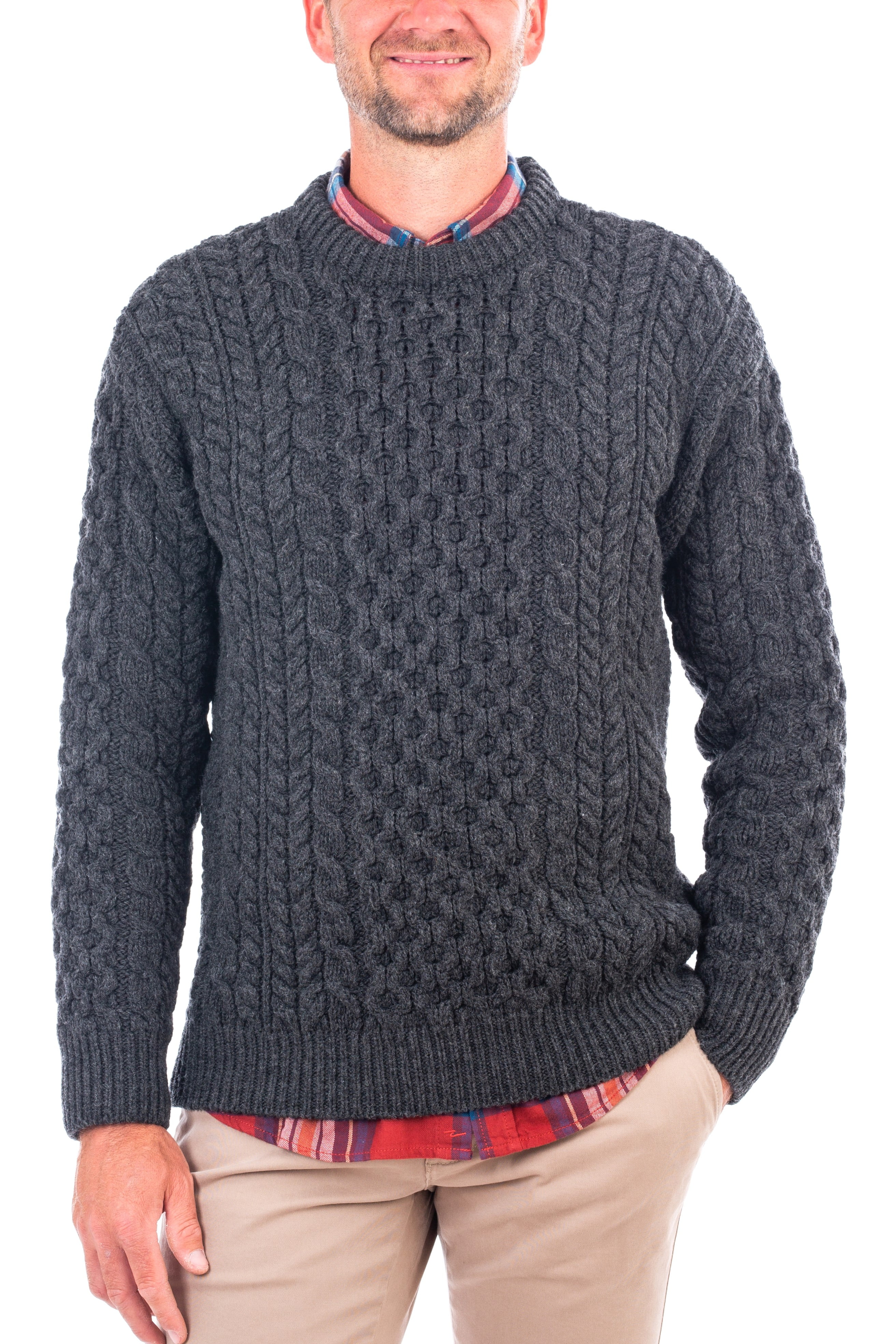 Men's Long Cardigan SAOL SAOL Irish Sweater For Men Cable Knit