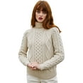 thumbnail image 1 of SAOL Aran Women's Irish Sweater 100% Merino Wool Fisherman Cable Knit Turtleneck Pullover Made in Ireland, 1 of 11