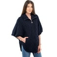 thumbnail image 1 of SAOL Aran Zipper Cardigan Sweater 100% Merino Wool Poncho / Cape Women's High Neck Irish Jacket with Pockets Made in Ireland, 1 of 7