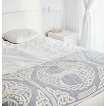 SAOL Bed Scarf Throw Three of Life Bed Runner Blanket Decorative for Couch Sofa Soft Wool Blend (Grey, King 84"x32")