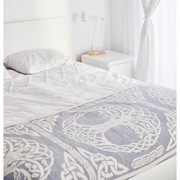 SAOL Bed Scarf Throw Three of Life Bed Runner Blanket Decorative for Couch Sofa Soft Wool Blend (Grey, King 84"x32")