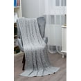 thumbnail image 1 of SAOL Braided Cable Knitted Soft Wool Blend Throw Blanket Irish Aran Bedcover 75''x46'' Gray Made in Ireland, 1 of 2