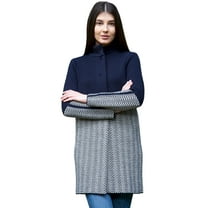 SAOL Buttons Up Wool Coat Women’s Long Outdoor Cardigan Irish Herringbone Jacket Made in Ireland