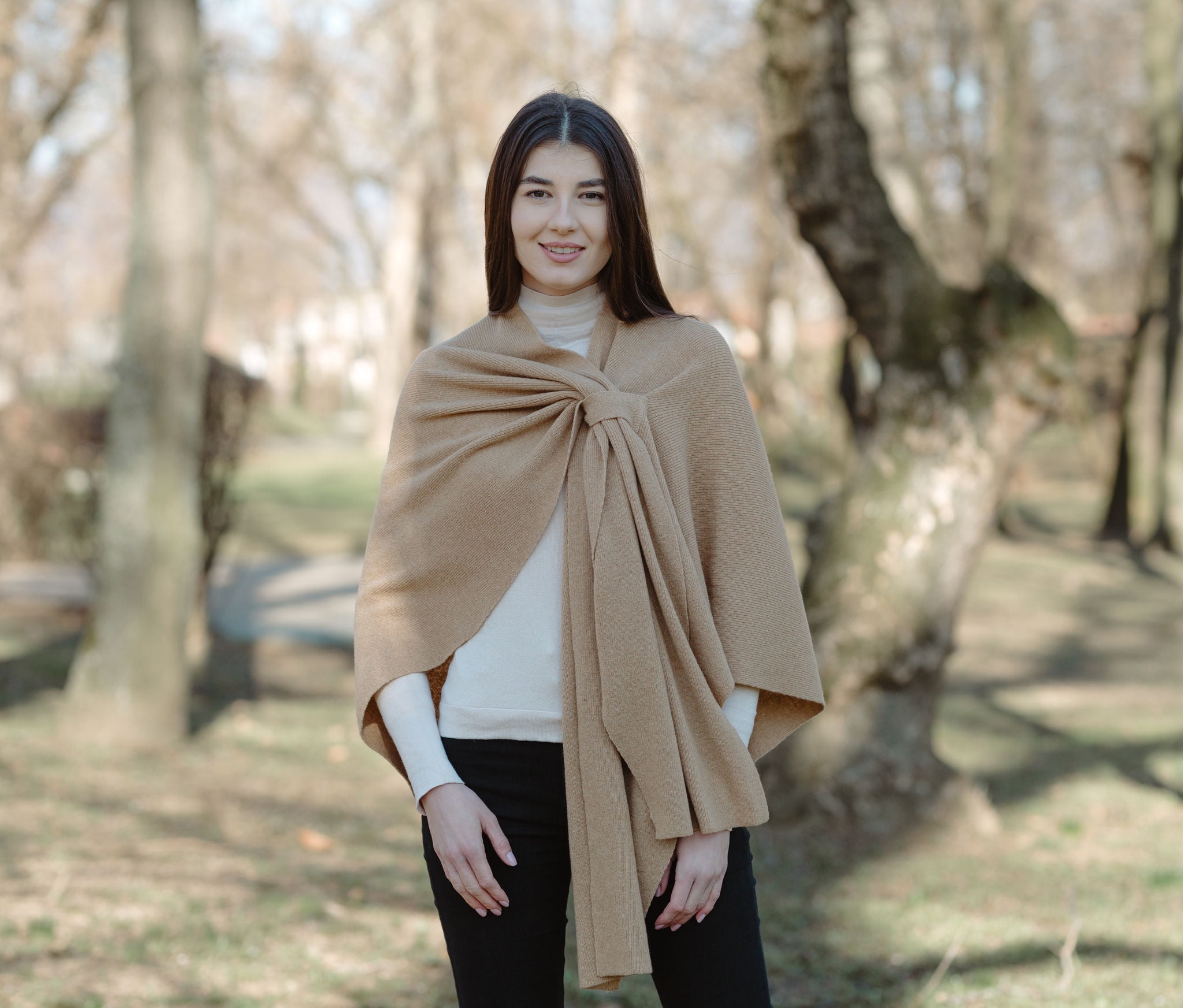 SAOL Draped Shawl Wraps for Women Lightweight Wool Soft Cape