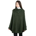 thumbnail image 1 of SAOL Irish 100% Merino Wool Cable Knit Poncho Women's Aran Fisherman Cowl Neck Button Irish Cape, One Size, 1 of 6