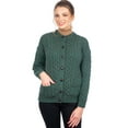 thumbnail image 1 of SAOL Irish Aran 100% Premium Soft Merino Wool Button Up Cardigan Sweater for Women Made in Ireland | Cable Knitted Connemara Green Lumber Jacket, 1 of 5