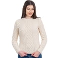 thumbnail image 1 of SAOL Irish Aran Fisherman Tunic Fitted Sweater Wool Blend Women's Crew Neck Cable Knit Pullover, 1 of 8