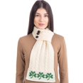 thumbnail image 1 of SAOL Irish Aran Shamrock Knitted Scarf 100% Soft Merino Wool Women`s Warm Button Closure Loop Scarf from Ireland, 1 of 3