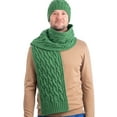 thumbnail image 1 of SAOL Irish Cable Knitted Scarf 100% Merino Wool Aran Knitwear for Men 72" x 9" | Green, 1 of 4