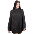 thumbnail image 1 of SAOL Irish Cape 100% Merino Wool Cable Knit Women's Aran Turtleneck Poncho Sweater Made in Ireland, 1 of 1