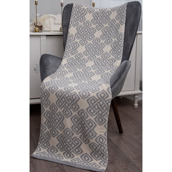 SAOL Irish Traditional Celtic Knot Wool Throw Blanket for Bed Couch Sofa 71'' x 47'' Made in Ireland