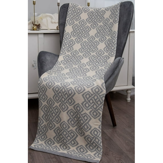 SAOL Irish Traditional Celtic Knot Wool Throw Blanket for Bed Couch Sofa 71'' x 47'' Made in Ireland