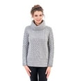 thumbnail image 1 of SAOL Ladies Merino Wool Funnel Neck Fisherman Sweater, 1 of 3
