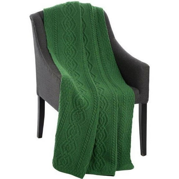 SAOL Luxurios 100% Merino Wool Cable Knitted Aran Bed Throw Blanket Couch Sofa Bedcover Irish Celtic Dara Knot 69 x 44 in from Ireland